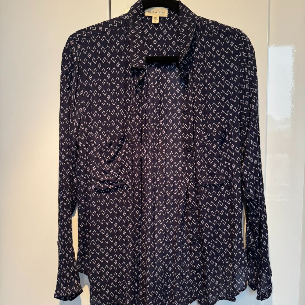 Cloth & Stone Blue Rayon Blouse